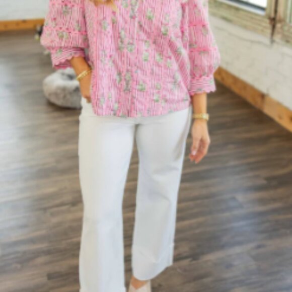 MADDISON 3/4 SLEEVE BUTTON DOWN BLOUSE - Picture 3 of 9